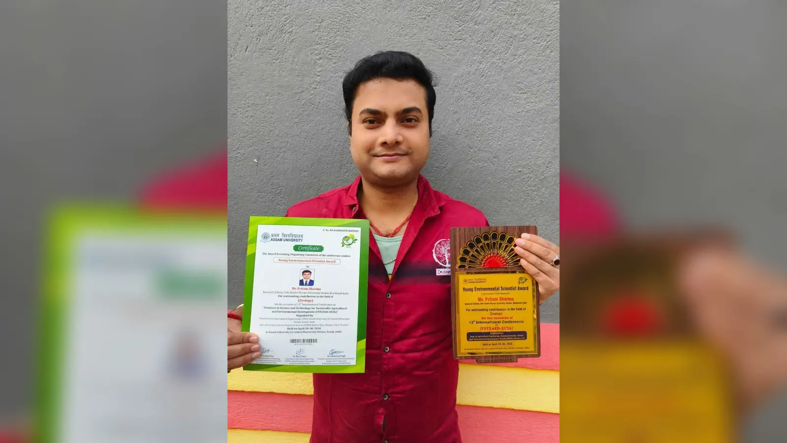 देवघर के प्रीतम शर्मा को यंग एनवायरमेंटल साइंटिस्ट अवार्ड से नवाजा