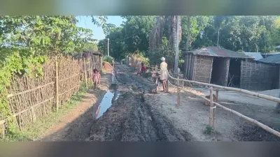 कीचड़मय सड़क पर ग्रामीणों का अनोखा विरोध, धान रोपकर जताई नाराजगी