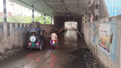 मनसाही में अंडरपास बना परेशानी का कारण, दो फीट पानी में फंस रहे वाहन