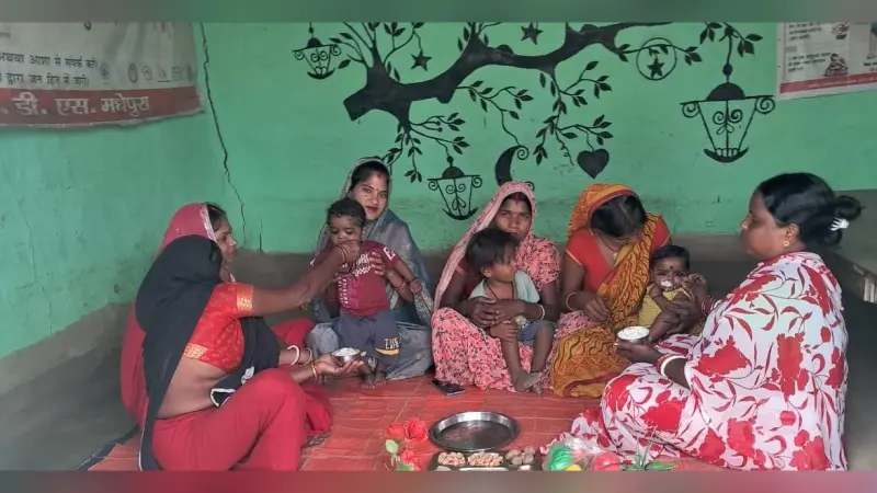आंगनबाड़ी केंद्रों पर मनाया गया अन्नप्राशन दिवस