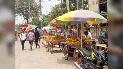 स्टेशन रोड पर फिर सजने लगीं फल की दुकानें, बढ़ी जाम की समस्या
