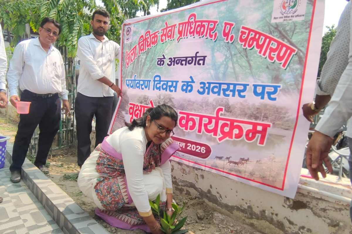 बेतिया: कोर्ट परिसर में पर्यावरण उत्सव, जिला जज अनामिका टी ने पौधा लगाकर दिया बड़ा संदेश
