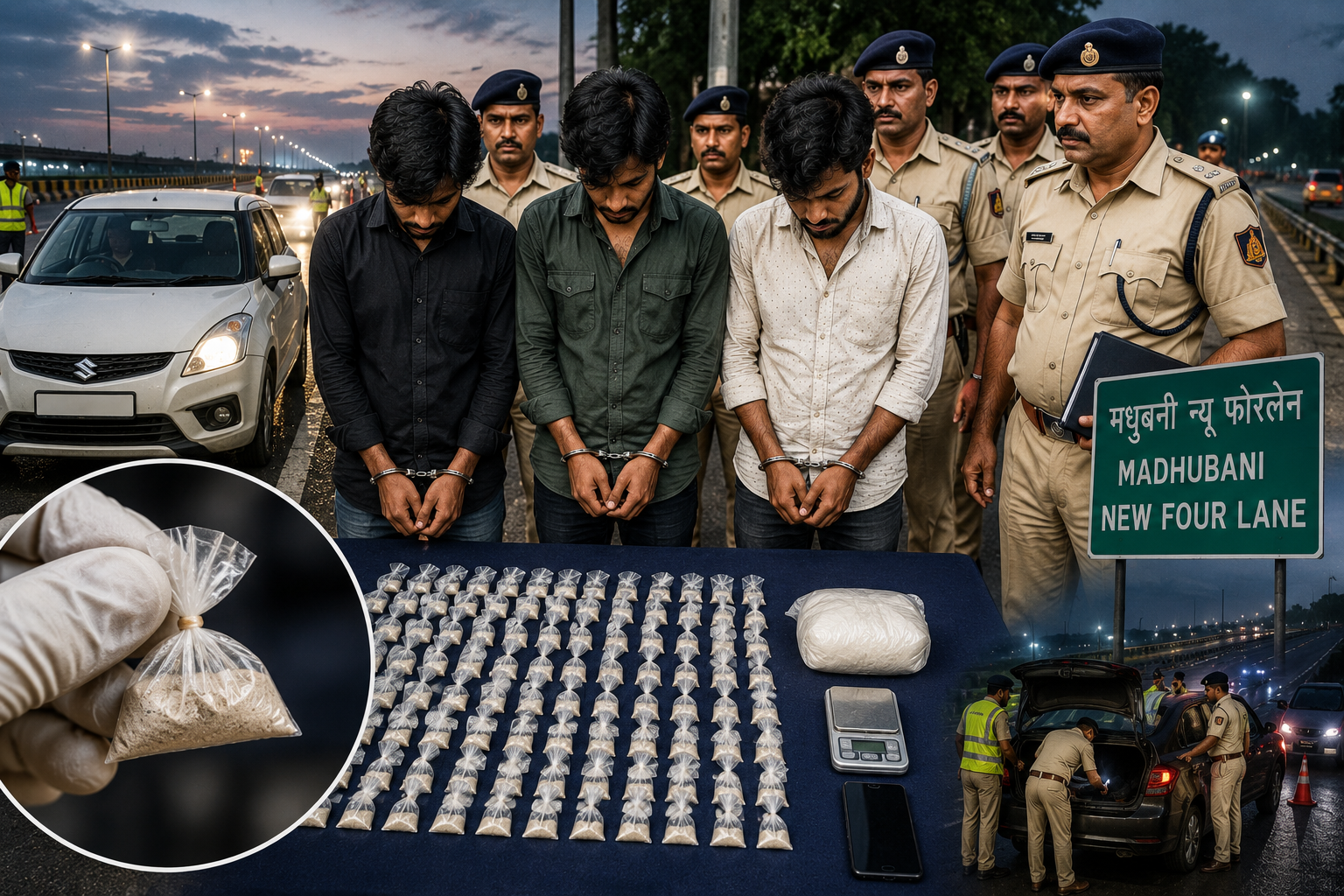 मधुबनी फोरलेन पर हाइस्पीड बाइक सवार 75 पुड़िया स्मैक के साथ गिरफ्तार