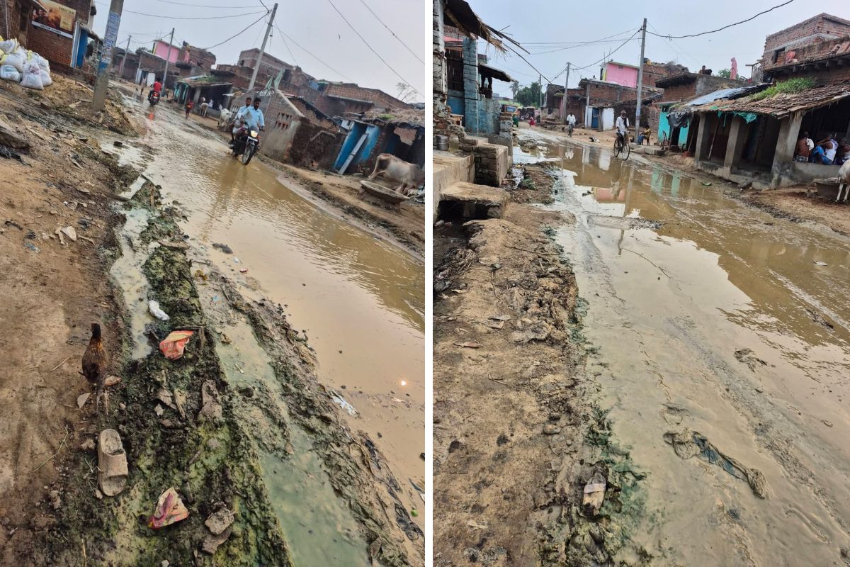 गोड्डा के कोयला-परसा मार्ग पर दरगाह के पास जलजमाव से लोग परेशान