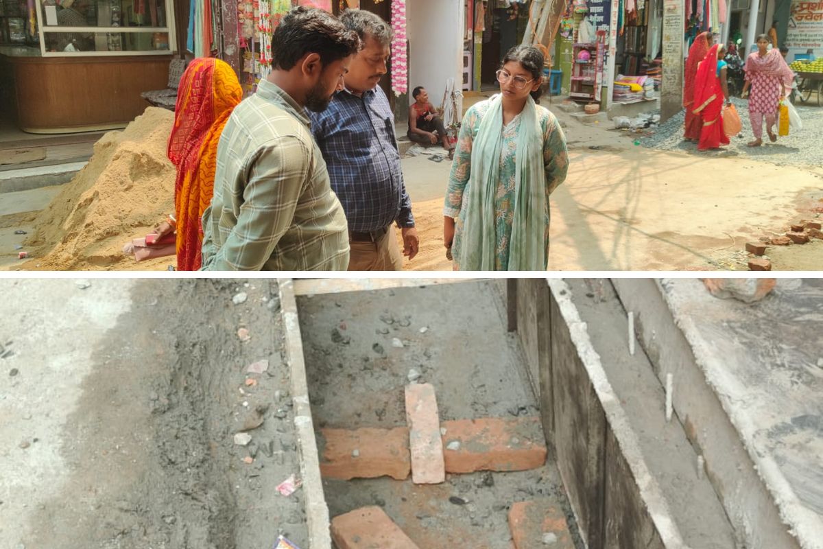 खगड़िया में नाला निर्माण में घटिया सामग्री का आरोप, एसडीओ ने बनाई जांच टीम