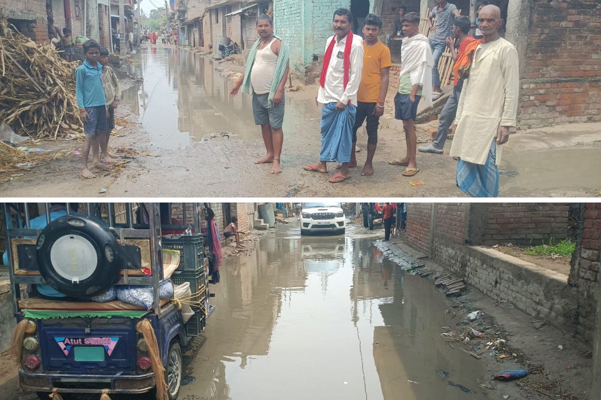 खगड़िया में बारिश में डूबी PMGSY सड़क, दो साल में ही खुली निर्माण की पोल