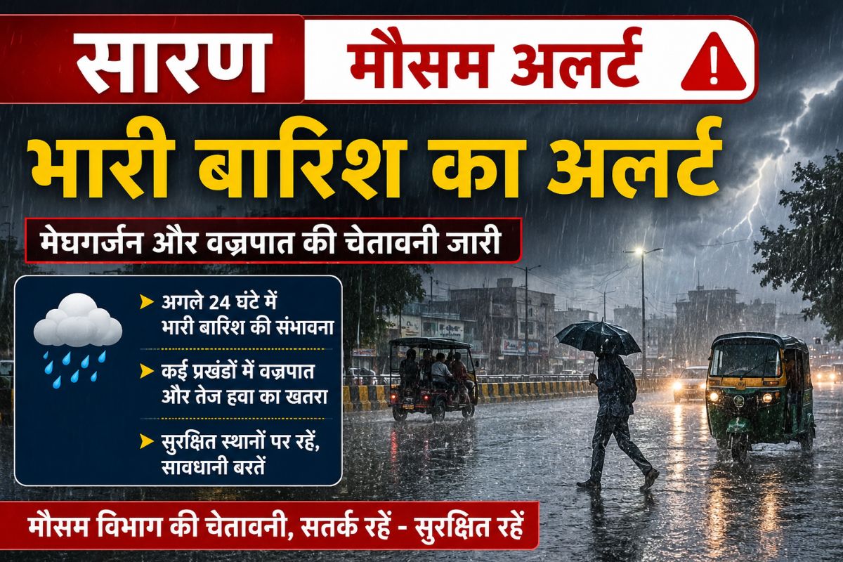 सारण में भारी बारिश का अलर्ट, 40 KMPH की रफ्तार से चलेगी हवा, IMD का 48 घंटों के लिए एडवाइजरी जारी