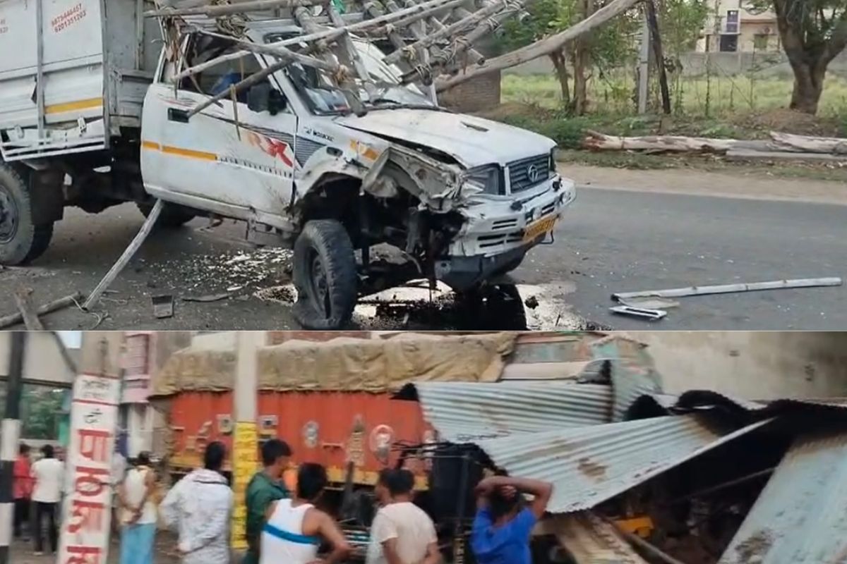 ओबरा थाना क्षेत्र में हादसा, ट्रक व वर्कशॉप क्षतिग्रस्त, चालक घायल