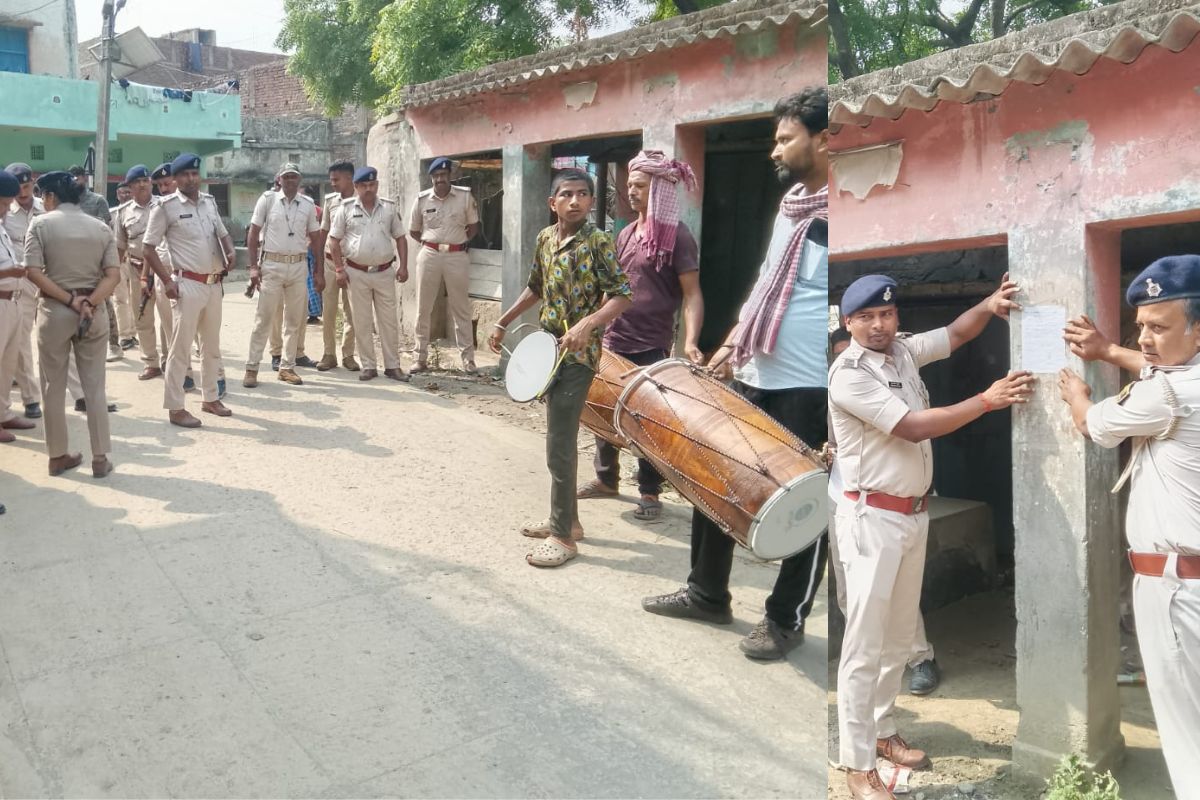 सीवान के चर्चित बुलेट अंसारी हत्याकांड में फरार 6 आरोपियों के घर पुलिस ने चिपकाया इश्तेहार, गाजे-बाजे के साथ चला अभियान