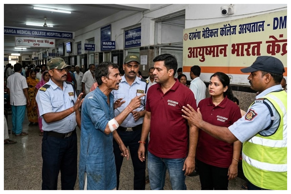 मरीज ने मांगा पहचान पत्र तो कर्मियों से हुई नोकझोंक, DMCH में बिना आईडी कार्ड घूम रहे आयुष्मान कर्मी