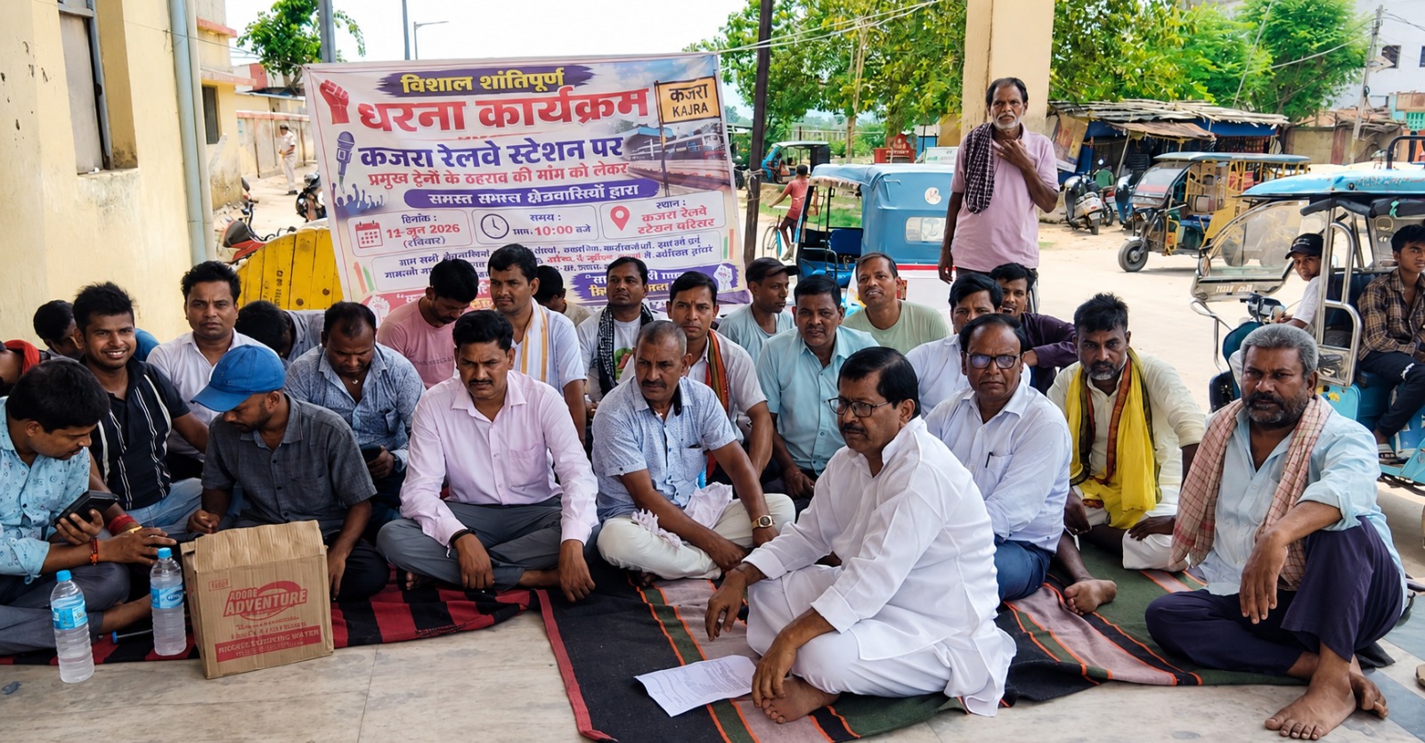 कजरा स्टेशन पर धरना सफल, तीन ट्रेनों के ठहराव पर बनी सहमति