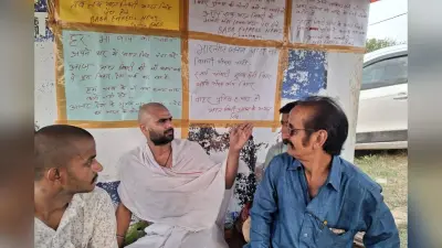 भरत तिवारी को न्याय दिलाने के लिए कटवाए बाल, भोजपुर के बिलौटी में आमरण अनशन शुरू