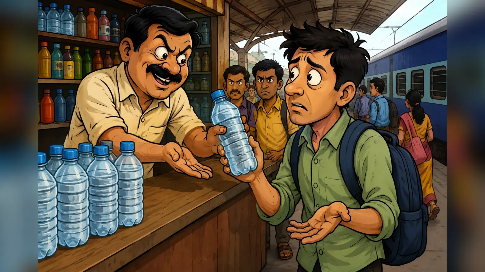 भागलपुर स्टेशन पर यात्रियों से पानी की बोतल पर वसूले जा रहे अधिक पैसे, शिकायत के बावजूद भी मनमानी