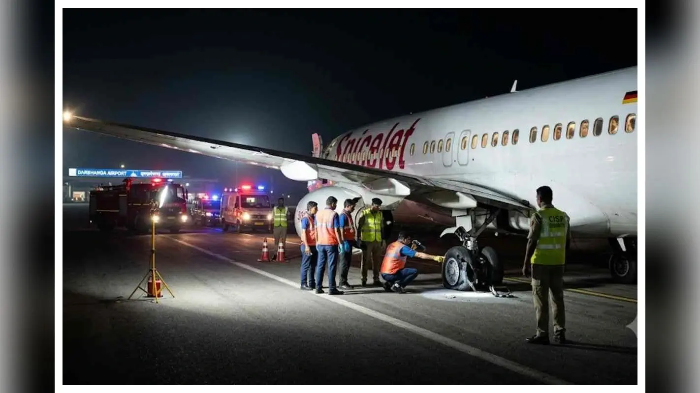 एयरपोर्ट पर टला बड़ा विमान हादसा: लैंडिंग के दौरान फटा स्पाइसजेट विमान का टायर, यात्रियों में मची अफरातफरी