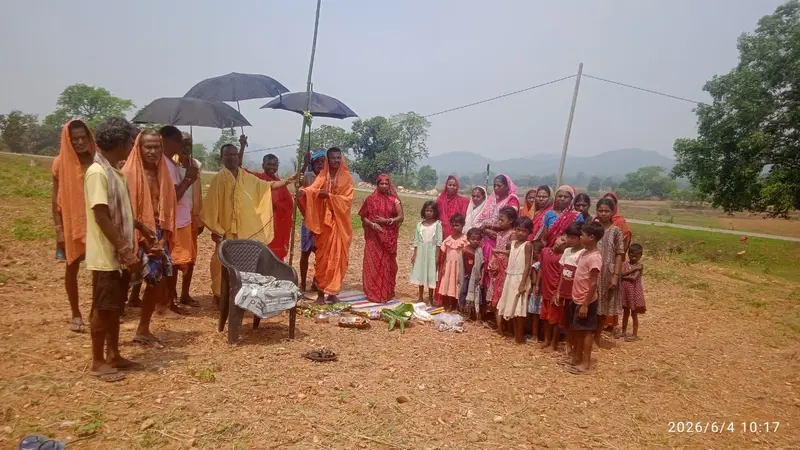मंदिर निर्माण को लेकर भूमि पूजन