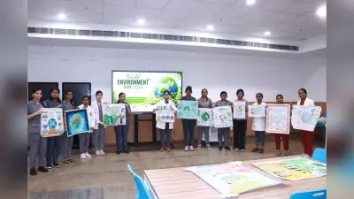 एम्स में गूंजा हरियाली का संदेश, विद्यार्थियों ने पोस्टर से दिया पर्यावरण संरक्षण का संदेश