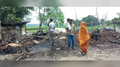 जंगलाटाल में खाना बनाने के दौरान लगी भीषण आग, चार घर राख