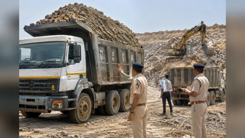 ओवरलोडिंग और अवैध खनन पर कार्रवाई तेज, 8 ट्रक जब्त, सीमावर्ती इलाकों में सघन जांच