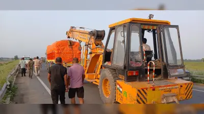 ब्रेक हुआ फेल, ट्रक ने कार में मारी टक्कर, बाव बाल बचा कार सवार