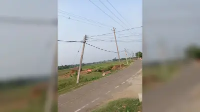 बौंसी में महीनों से झुके और टूटे पोल बने खतरे की वजह