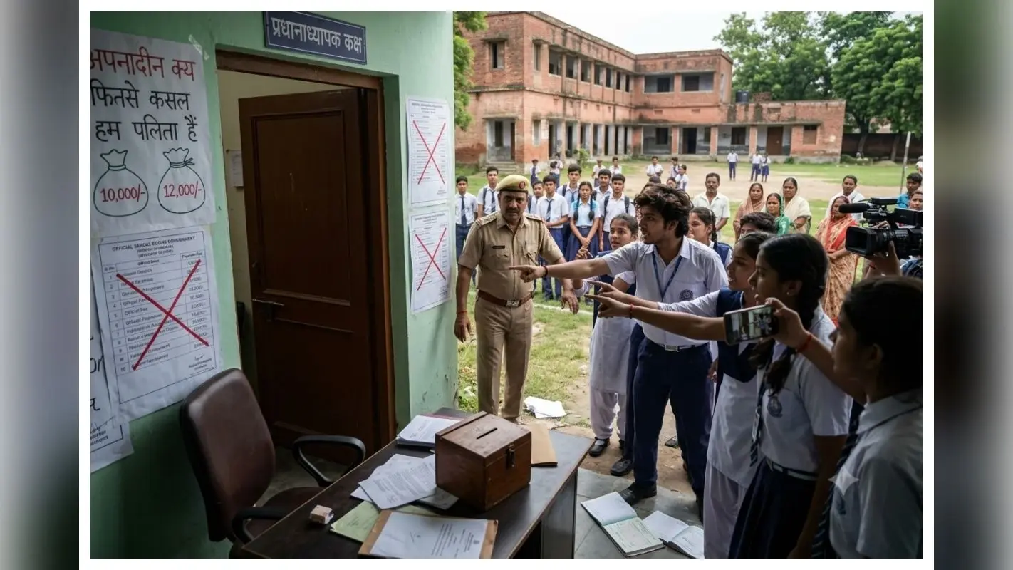 नामांकन में अवैध वसूली का आरोप, हाईस्कूल में छात्रों का हंगामा, हेडमास्टर का वीडियो वायरल