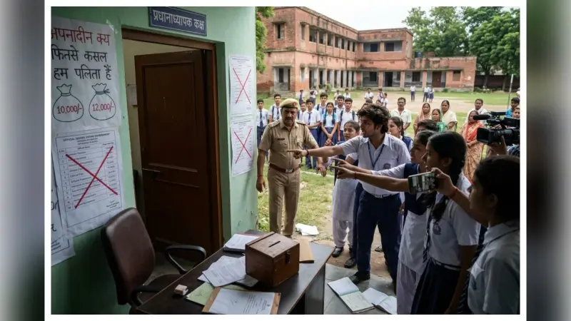 नामांकन में अवैध वसूली का आरोप, हाईस्कूल में छात्रों का हंगामा, हेडमास्टर का वीडियो वायरल