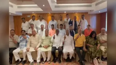 राज्यसभा चुनाव से पहले एनडीए ने दिखाई ताकत, होटल रेडिशन ब्लू से 24 विधायकों की तस्वीर जारी