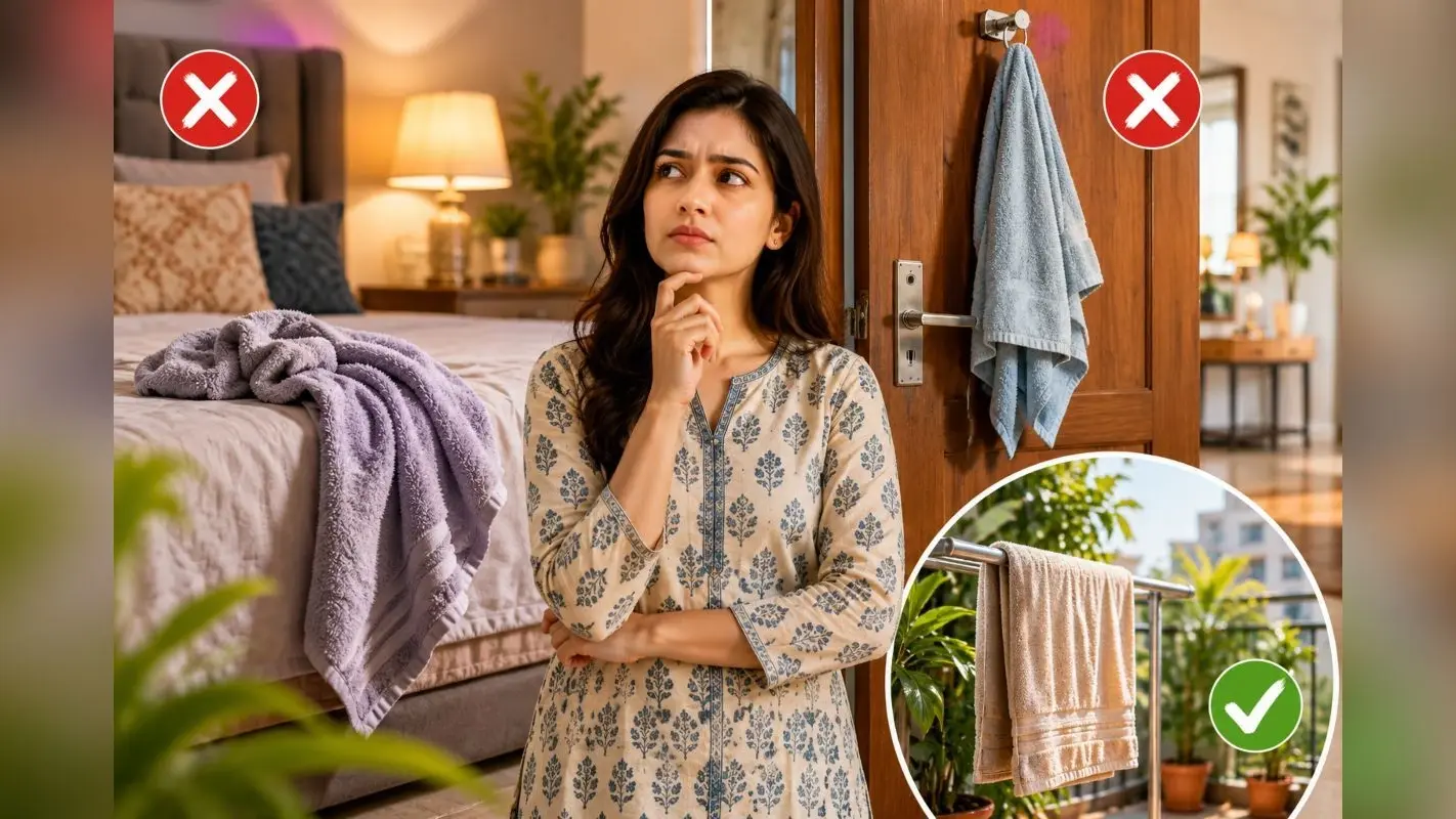 बिस्तर या दरवाजे पर गीला तौलिया टांगना शुभ होता है या अशुभ? जानिए इस बारे में क्या कहता है वास्तु शास्त्र