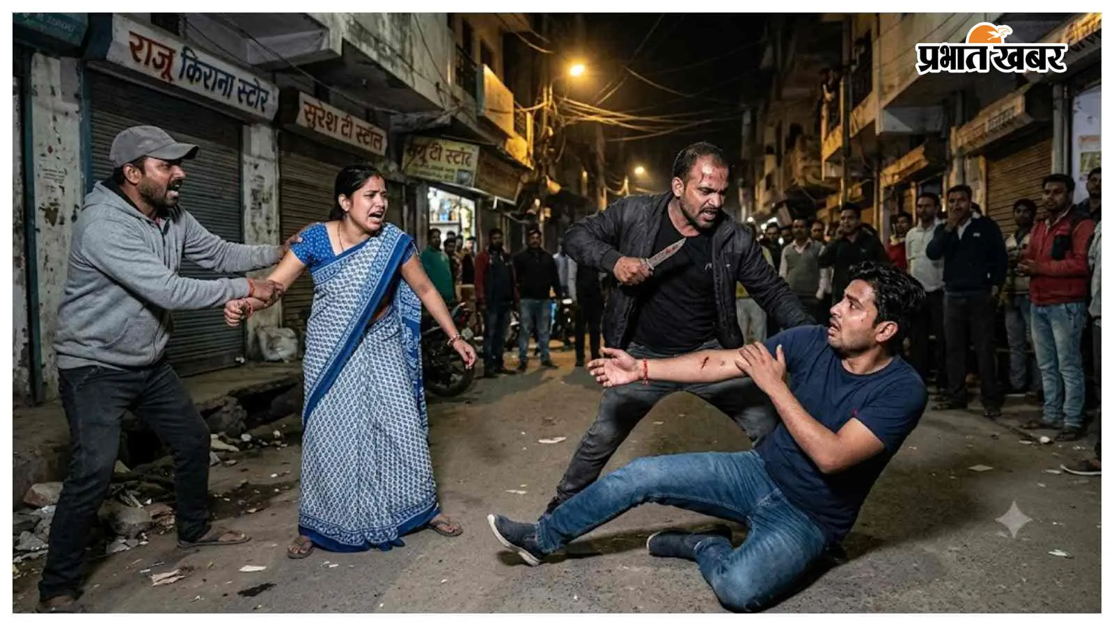 रंगदारी नहीं देने पर युवक पर चाकू से हमला, पत्नी से बदसलूकी