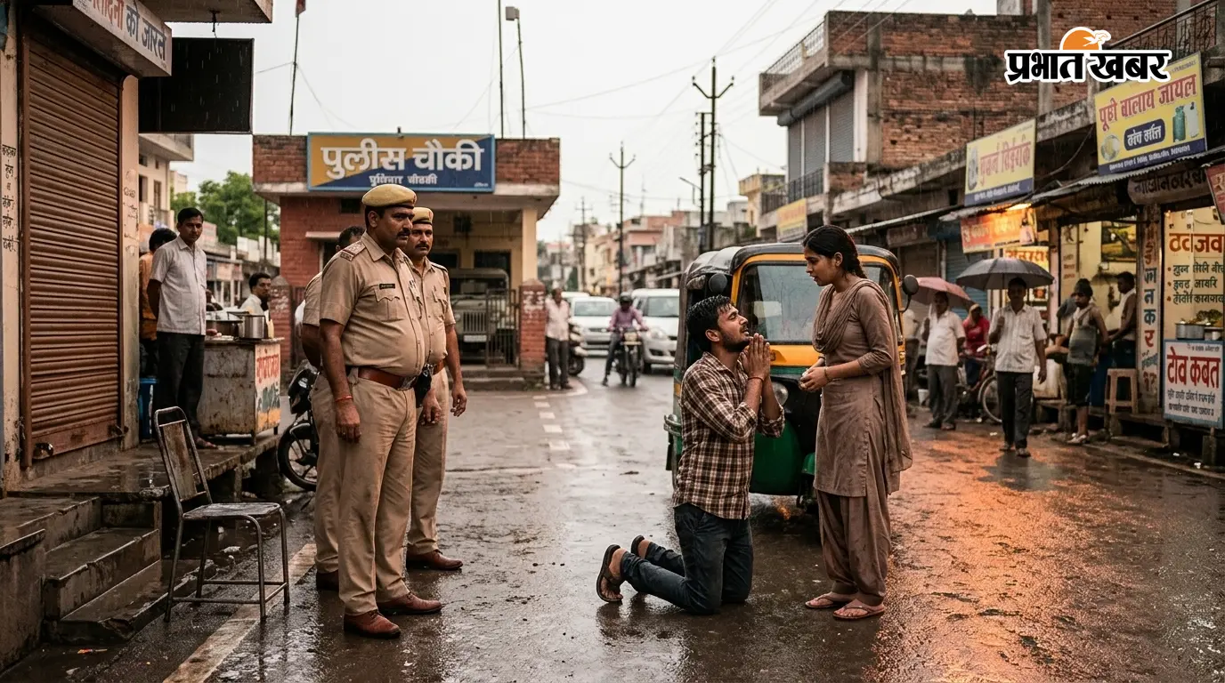 रिमझिम फुहारों के बीच 'वो' की एंट्री, बीच सड़क पर प्रेमी ने जोड़े हाथ, पुलिस के डर से भीगा 'रोमांस'