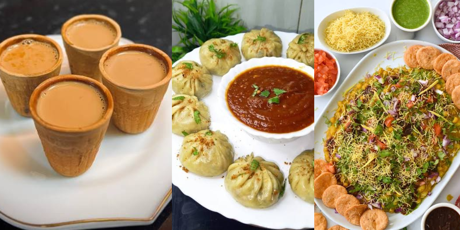 चाय, मोमोज और चाट की फोटो