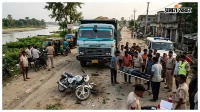 गोपलखा तटबंध पर ट्रक और बाइक की टक्कर, युवक गंभीर घायल