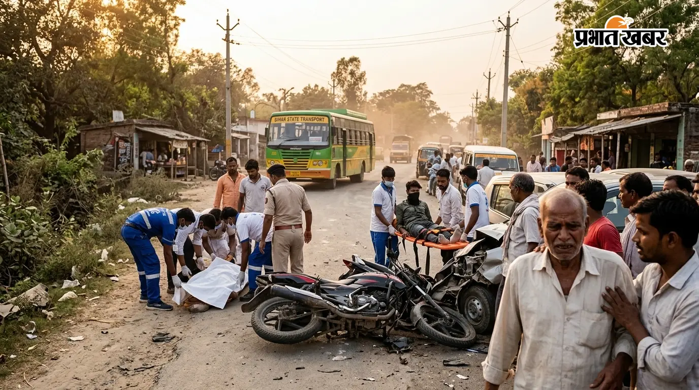 चकिया-केसरिया मुख्य पथ पर सड़क हादसा, वृद्ध की मौत और बाइक चालक गंभीर