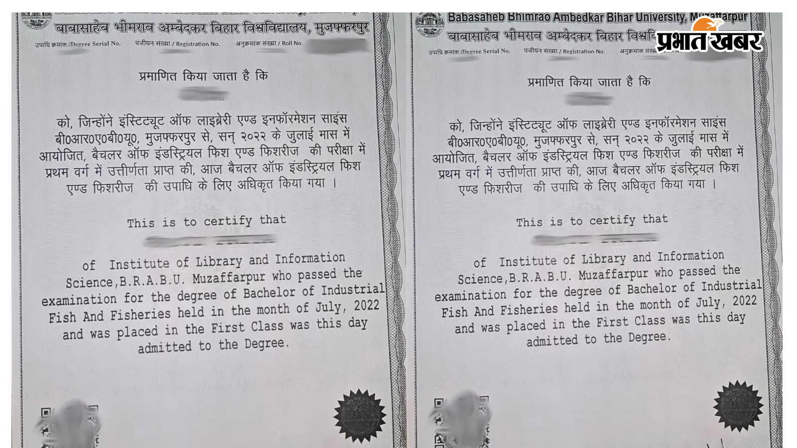 बीआरएबीयू का अजीब कारनामा: पढ़ी लाइब्रेरी साइंस और डिग्री मिली 'फिशरीज' की, छात्र परेशान
