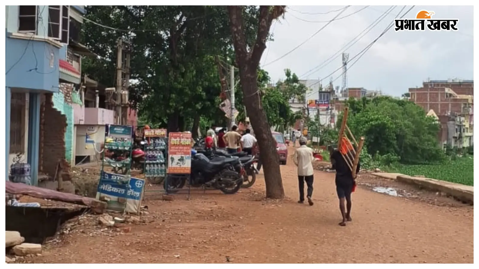 रिंग बांध सड़क पर बीच में खड़े बिजली पोल और पेड़, डीएम के आदेश के बाद भी कार्रवाई नहीं