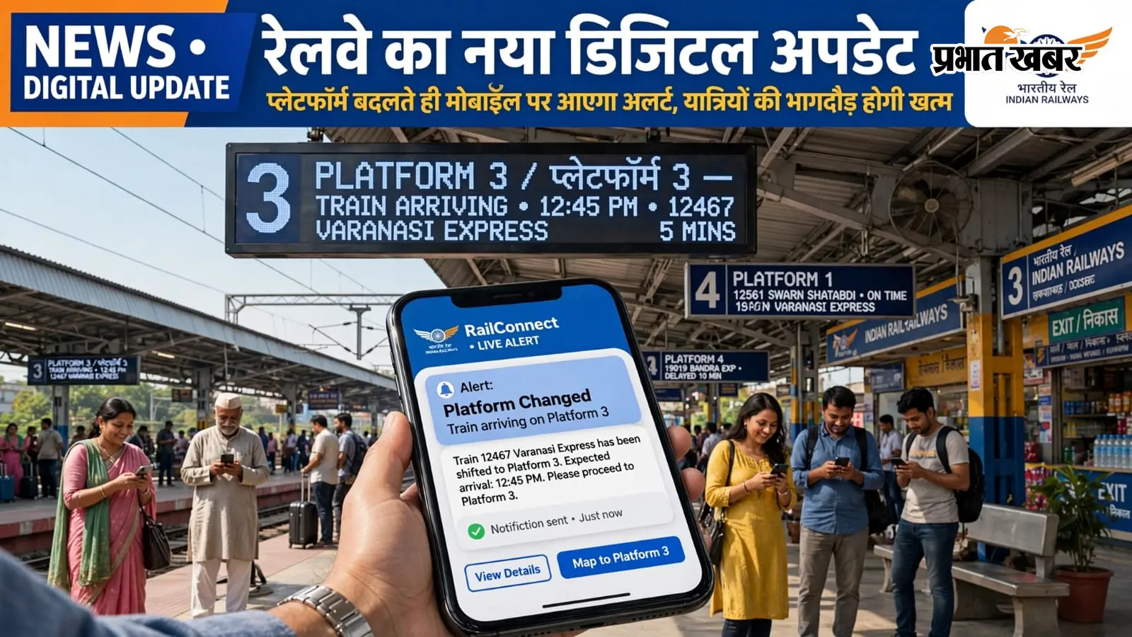 रेलवे का नया डिजिटल अपडेट, प्लेटफॉर्म बदलते ही मोबाइल पर आएगा अलर्ट, यात्रियों की भागदौड़ होगी खत्म