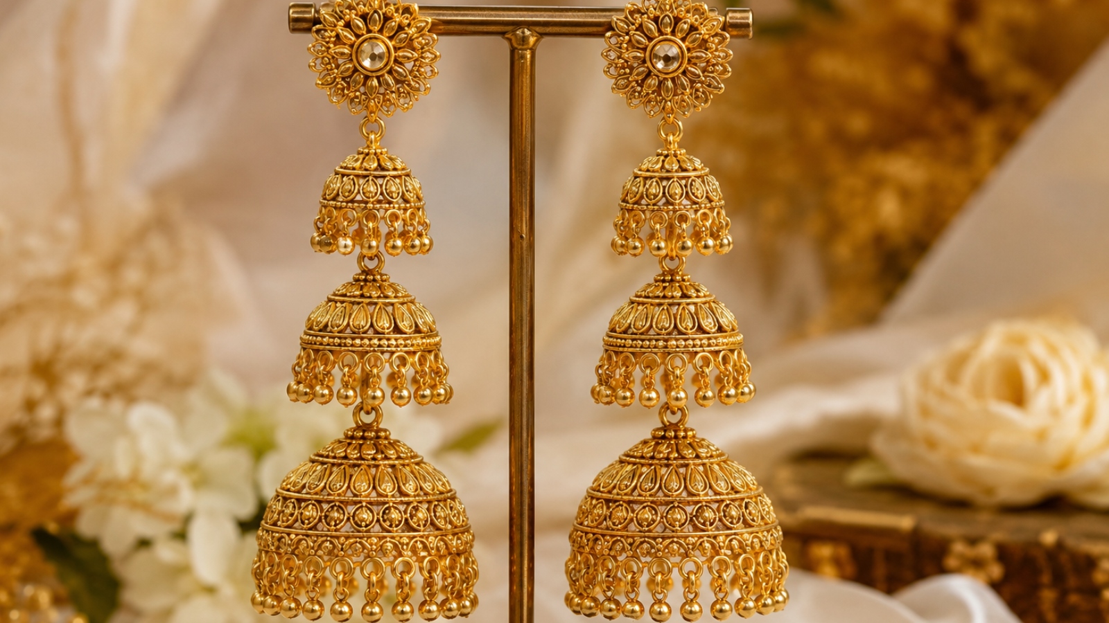 Multi Layer Gold Jhumka Design(AI Image)