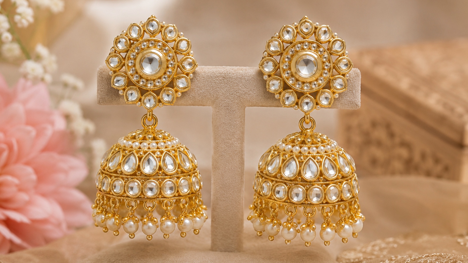 Kundan Gold Jhumka Design(AI Image)