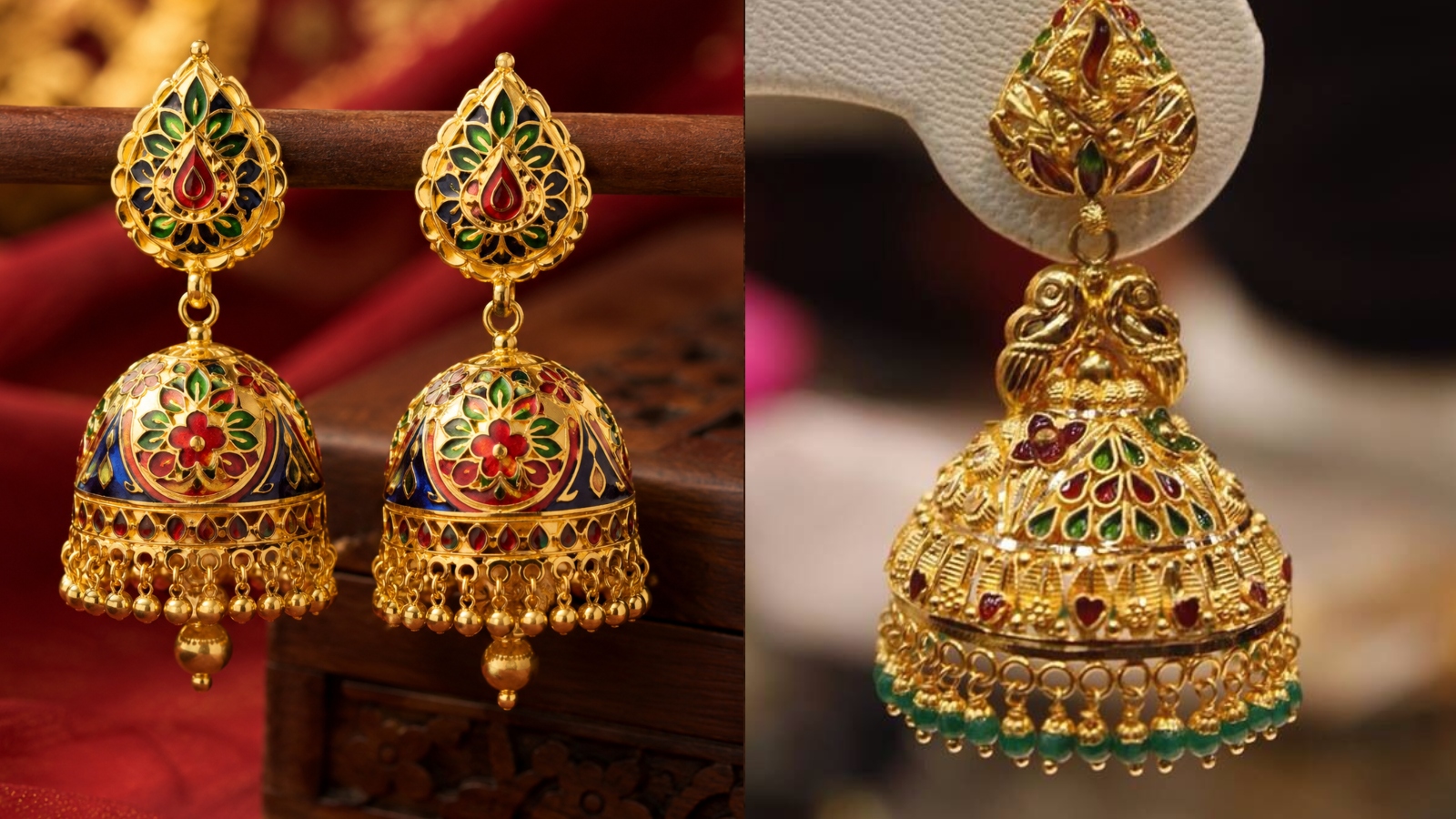Meenakari Gold Jhumka Design(AI Image)