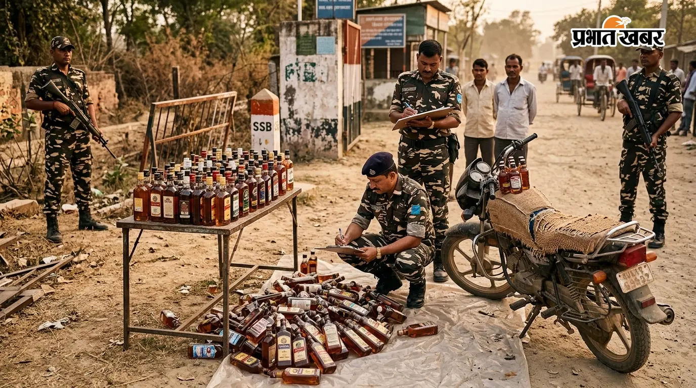 इंडो-नेपाल बॉर्डर पर SSB की बड़ी कार्रवाई, 360 बोतल शराब और बाइक जब्त