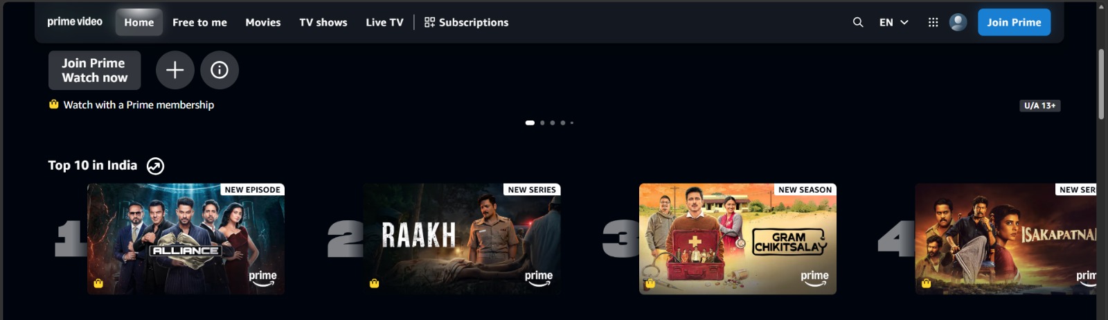 Amazon Prime Video Top 10 movies and web series
