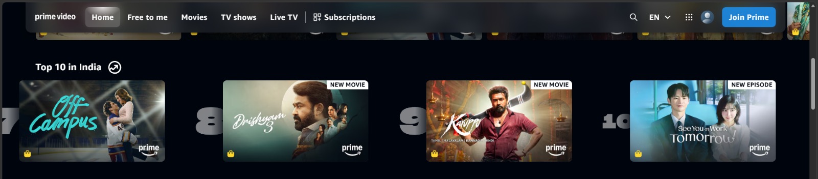 Amazon Prime Video Top 10 movies and web series