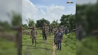 एसएसबी व एपीएफ नेपाल के साथ भारत नेपाल सीमा पर किया गया फ्लैग मार्च