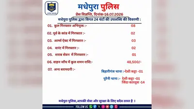 एक्शन में मधेपुरा पुलिस : 24 घंटे में आठ गिरफ्तार, कट्टा व 14 कारतूस बरामद