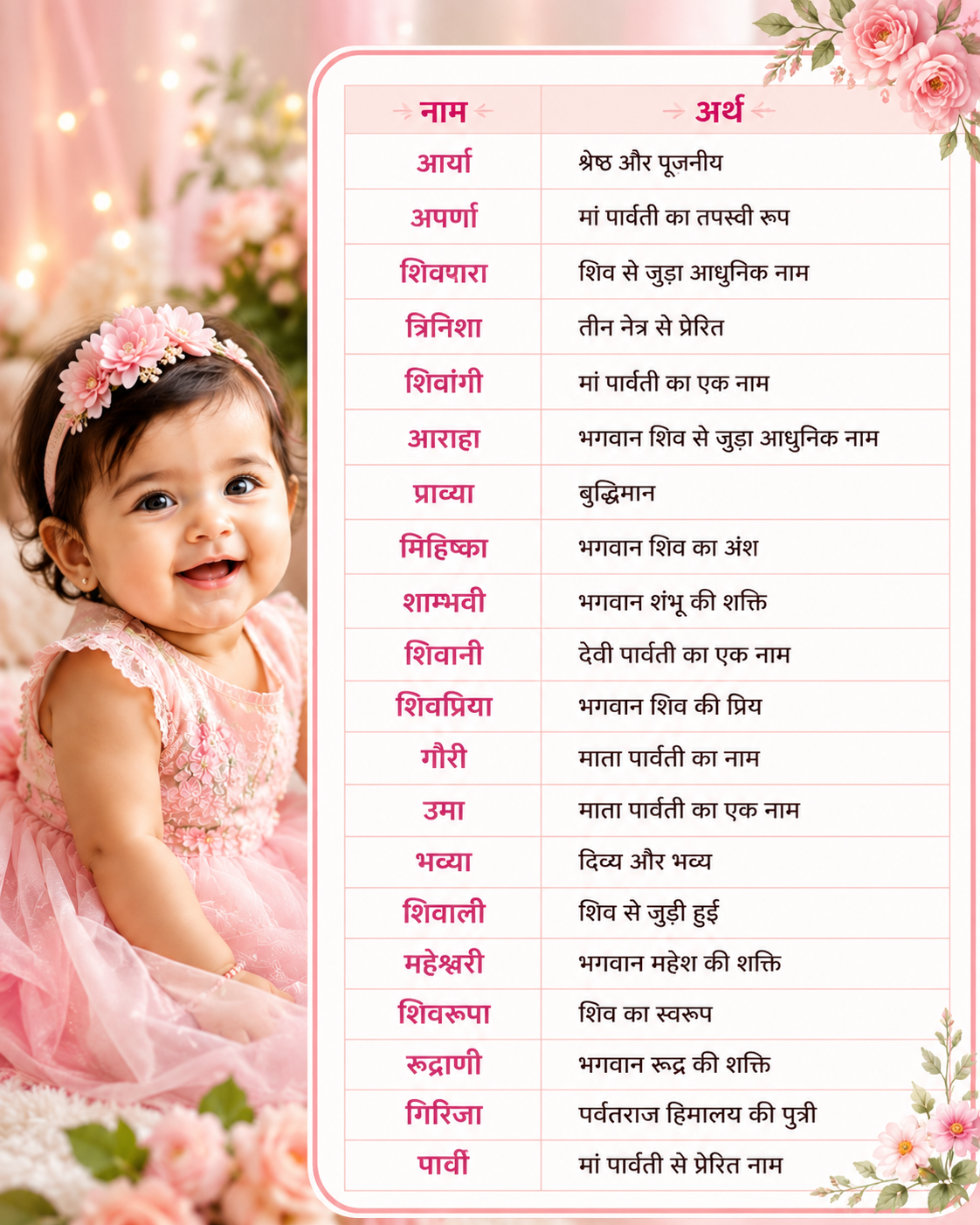 Lord Shiva Baby Girl Names, pc - AI