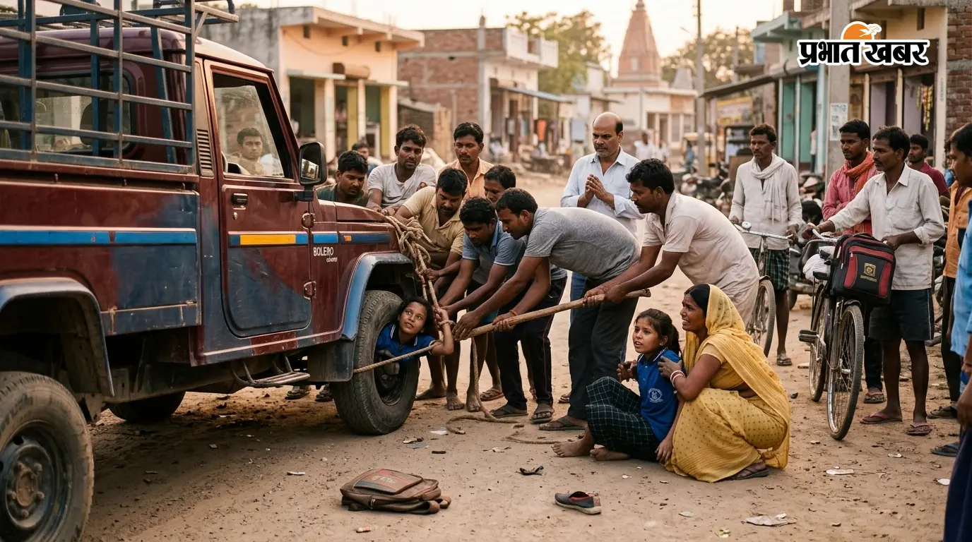 कोचिंग जा रही छात्रा को पिकअप ने मारी टक्कर, वाहन के नीचे फंसी, ग्रामीणों ने बचाई जान