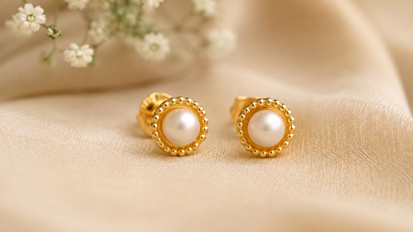 Pearl Touch Gold Earrings
