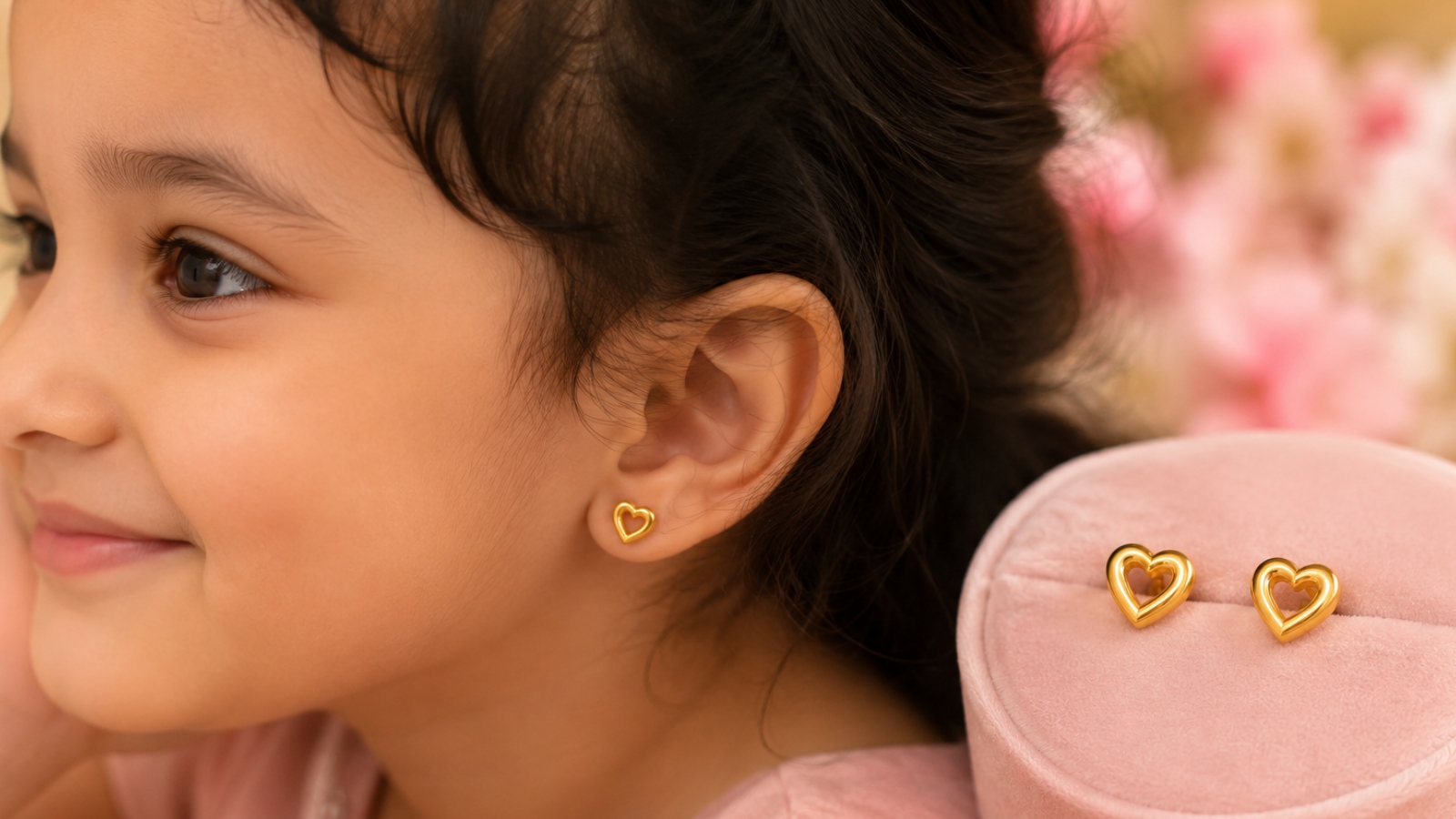 Heart Shape Gold Earrings