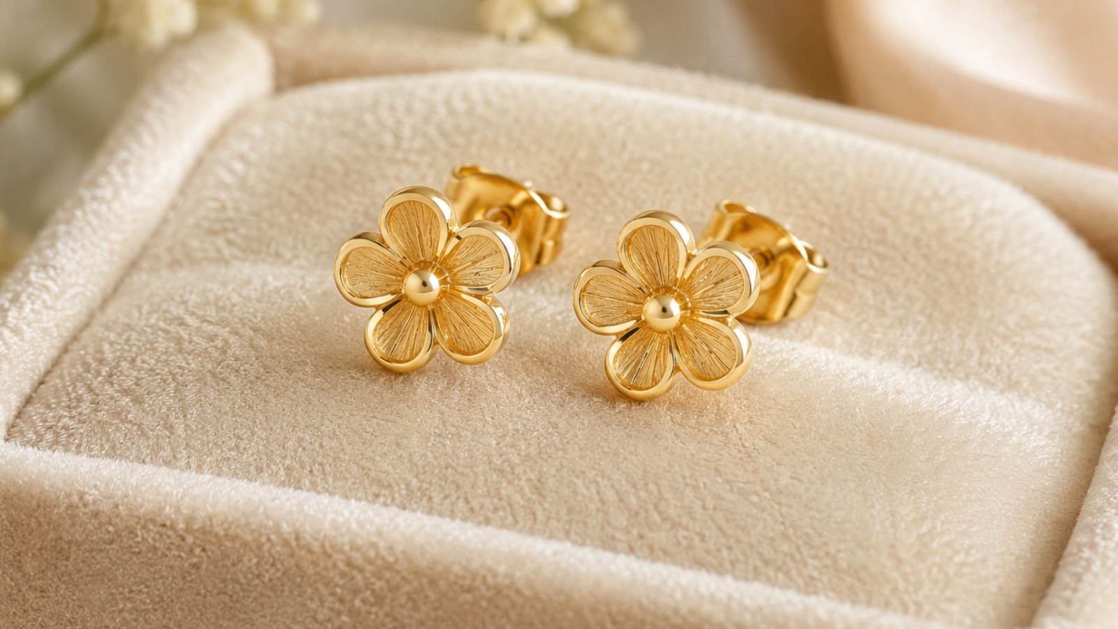 Flower Shape Gold Earrings