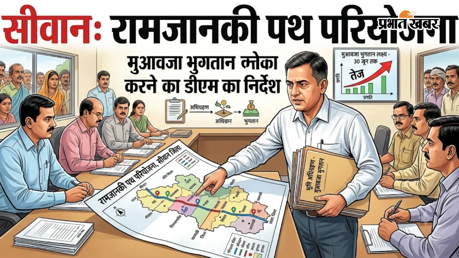 सीवान जिले में रामजानकी पथ परियोजना में मुआवजा भुगतान तेज करने का डीएम का निर्देश